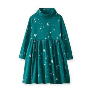 🆕Hanna Andersson 6/7 Yrs Long Sleeve Turtleneck Sparkle Super Soft Skater Dress